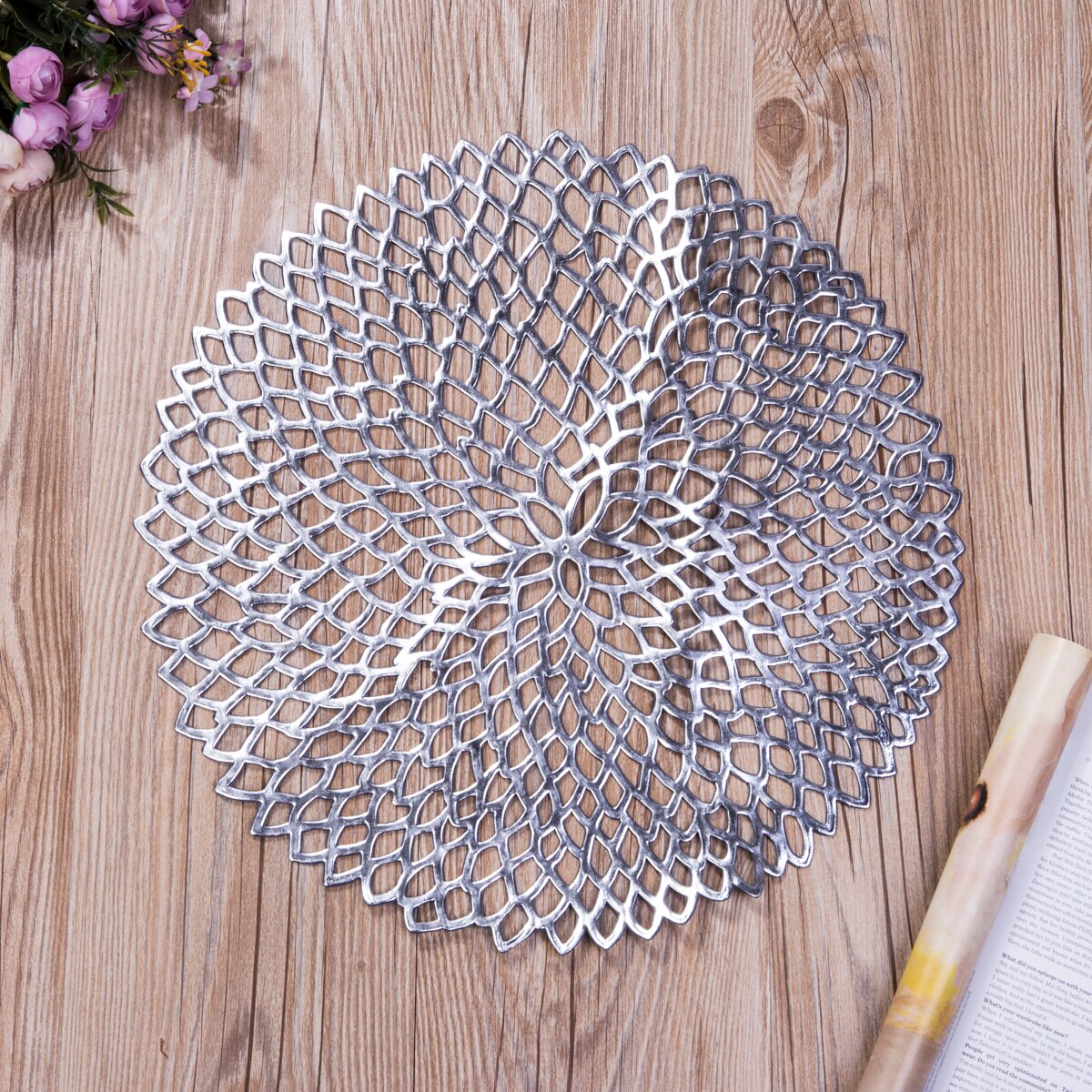 Rund glasunderlägg plastkuddar isoleringsbord bordstablett halkfria mattor western bordsmatta pvc plast 39cm diameter: C