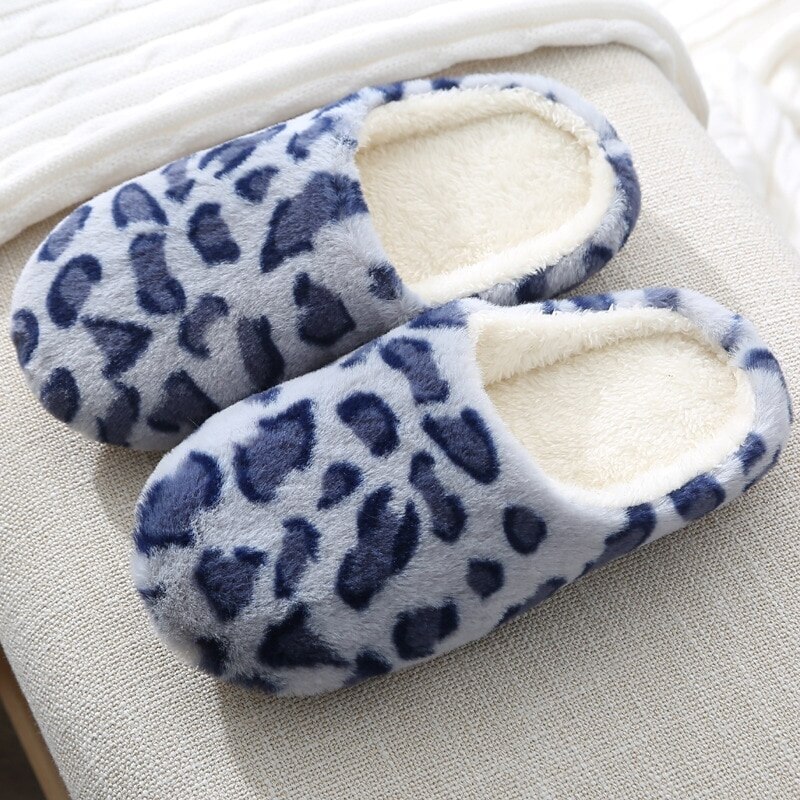 Femal Plush Soft Slippers Cute Slippers Ladies Platform Indoor Shoes For Women Winter Slippers Home Slippers Female Warm Shoes: blue / 36-37