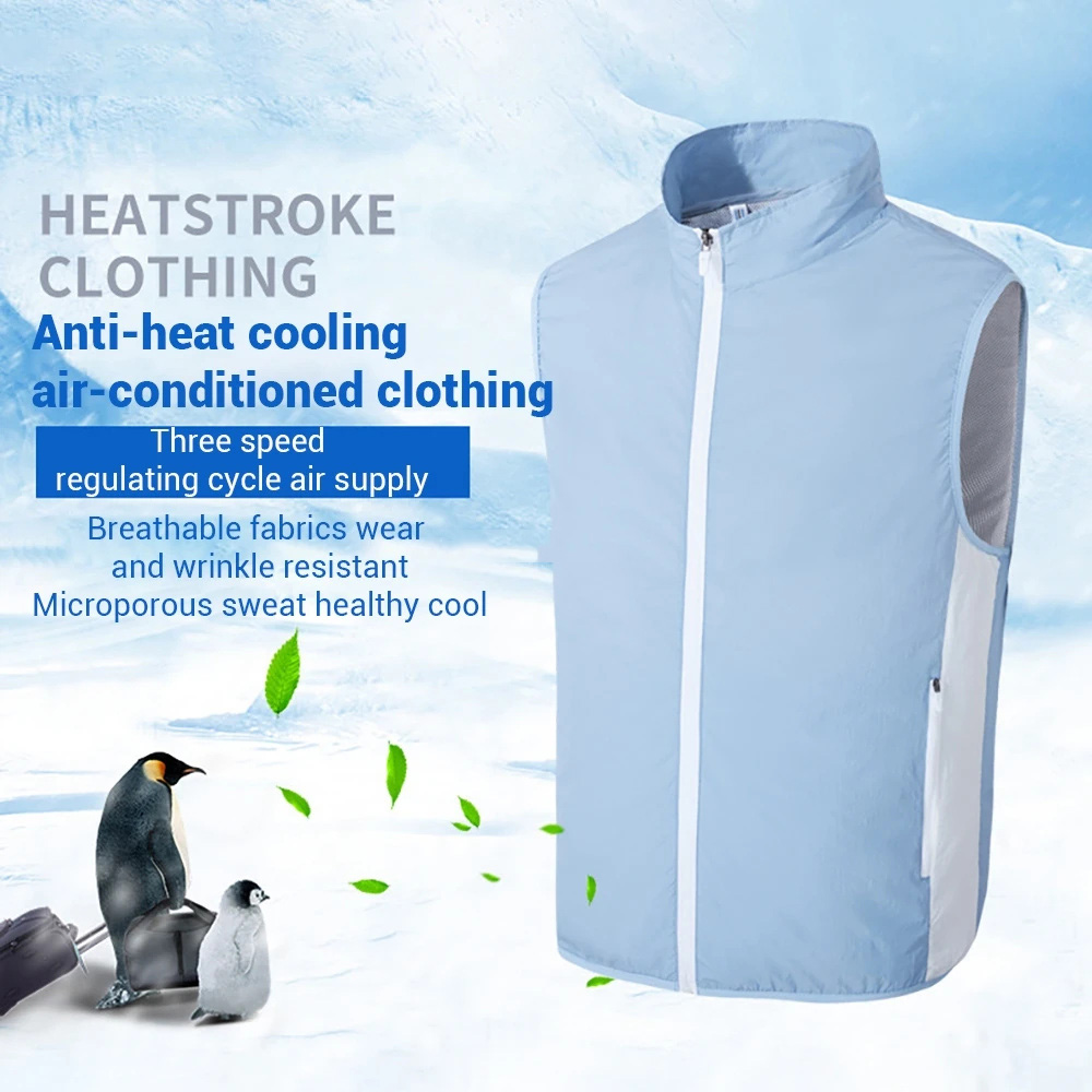 Koelventilatorkleding voor de zomer - Draagbaar airconditioningvest met USB-ventilator, lichtgewicht en ademend