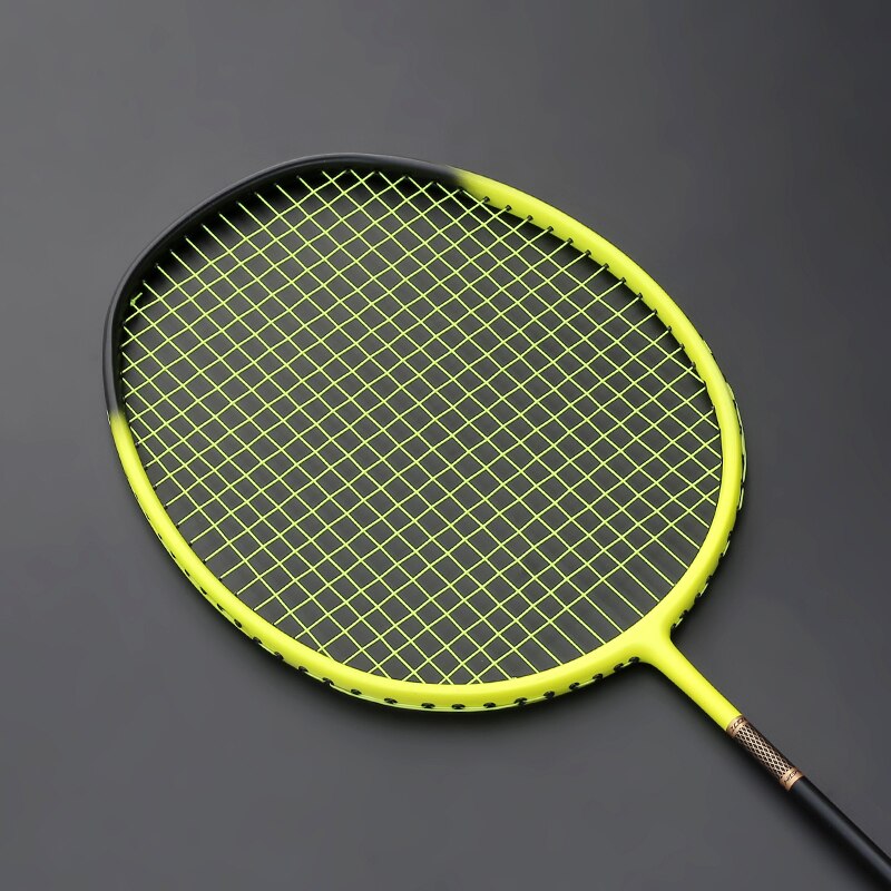 5U 75G Full Carbon Fiber Strings Badminton Rackets Light Weight Training Racquet High Tension 22-30LBS G5 Bags: Green