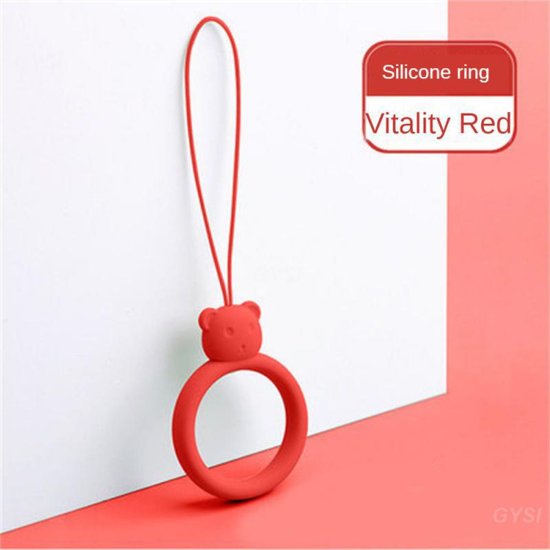 Ring Key Chain Soft Portable Lanyard Cartoon Smooth Comfortable Liquid Cute Silica Gel Elastic Pendant Multifunction Little Bear: Red / Pink