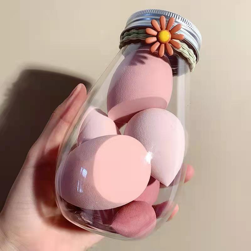 6 st kosmetiska puff konserverad supermjuk skönhetssvamp för makeup flytande foundation sminksvamp skönhetsverktyg för flickor: Rosa
