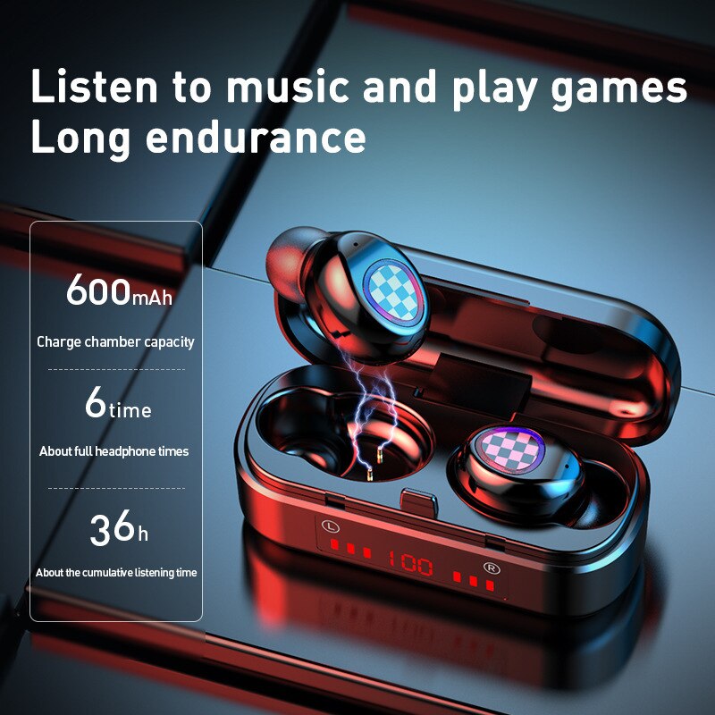 Auriculares inalámbricos con Bluetooth y luz Led, audífonos pequeños cuadrados con Control táctil inalámbrico de deporte al aire libre, impermeables, ESTÉREO