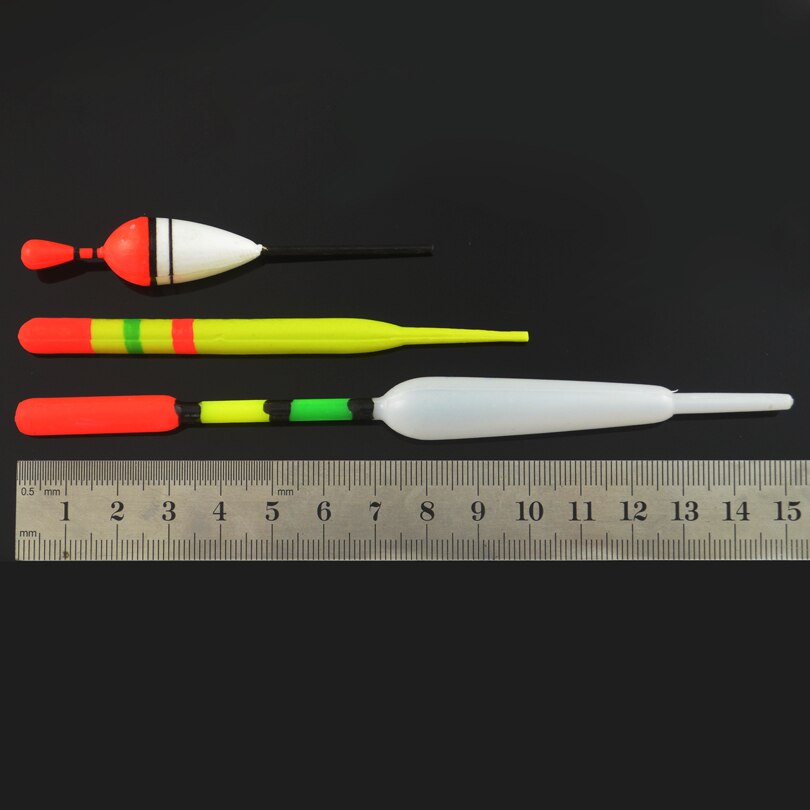 15 st 3 storlek vertikala fiske flytbojar bobber fiskeredskap boj med gratis redskap låda  + 30 st krokar combo