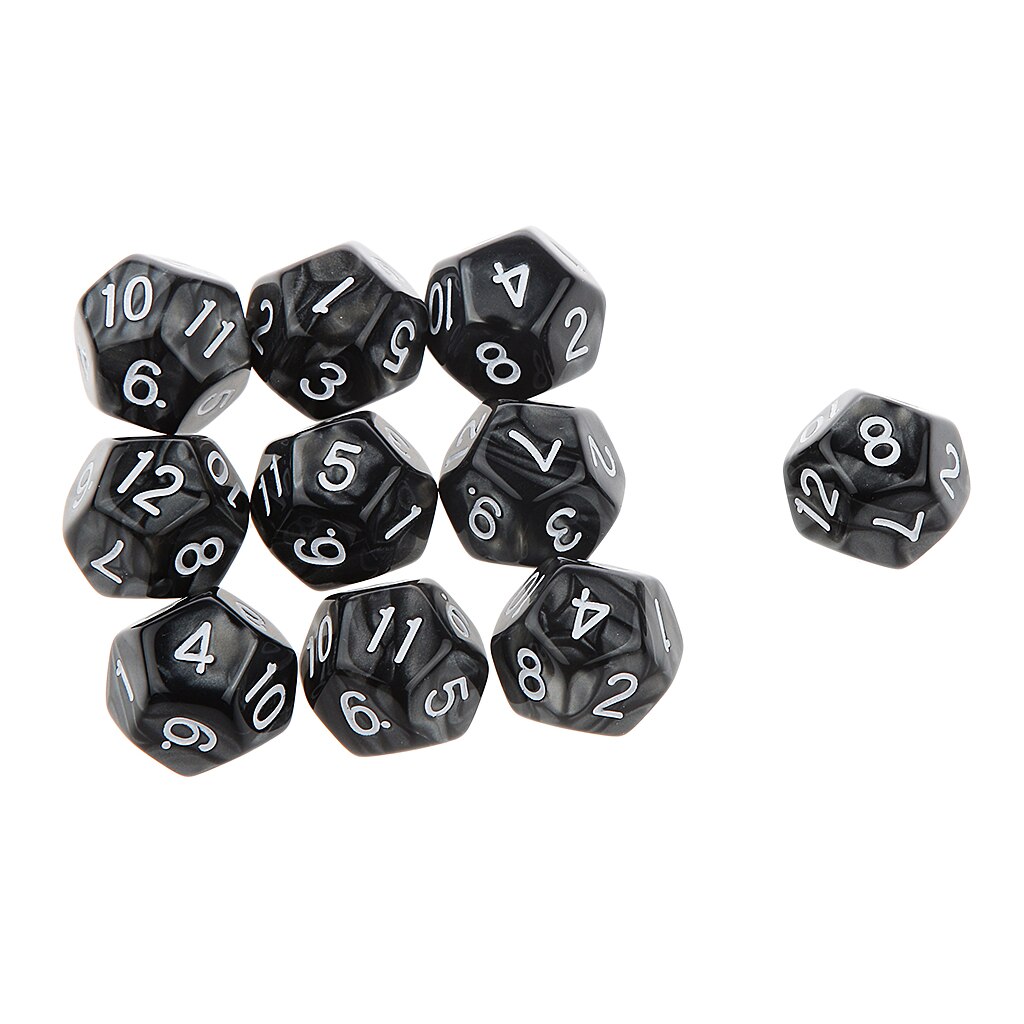 Pak Van 10 Stuks Twaalf Zijdige Dobbelstenen D12 Spelen D & D Rpg Party Games Dices Zwart