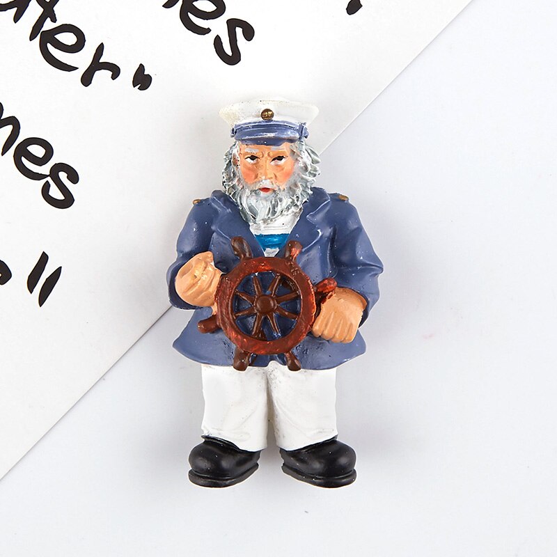Kylskåp magnet magnetisk harts medelhavsvind fyr sjöman kapten kryssningsfartyg souvenirer kylskåp dekoration: Kapten vid rodret