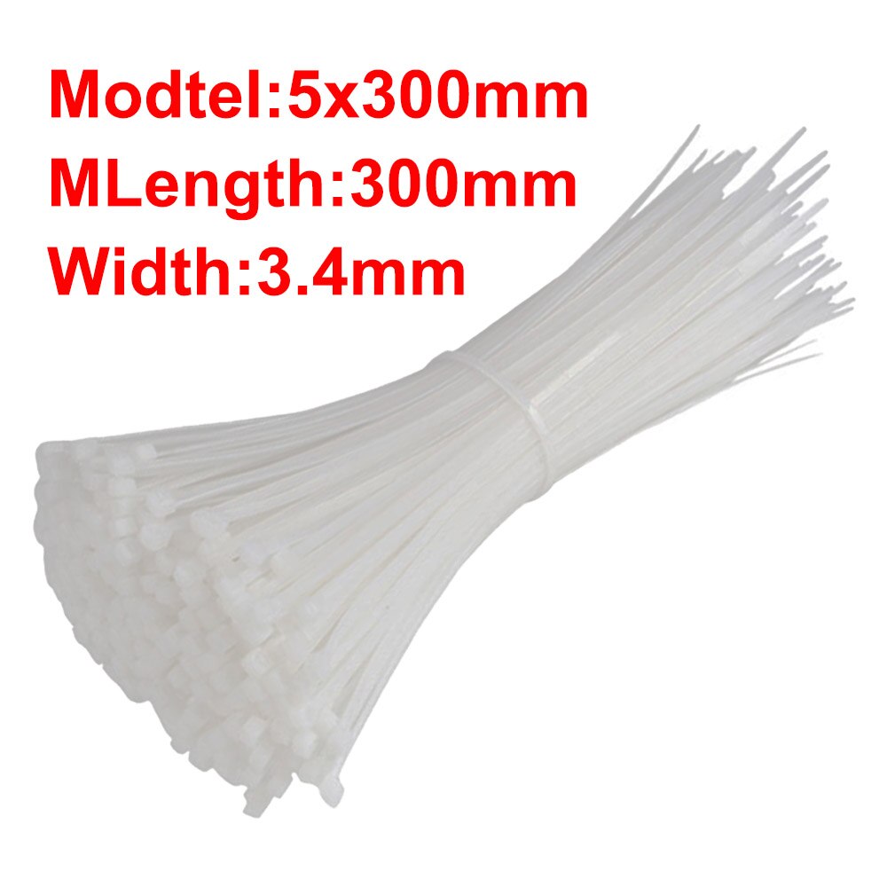 100Stck selbst-Verriegelung Kunststoff Nylon Kabelbinder Weiß Garten Industrielle Verschiedene Befestigungs Ring Anlage Befestigen Veranstalter Kabel Postleitzahl krawatte: L-100Stck