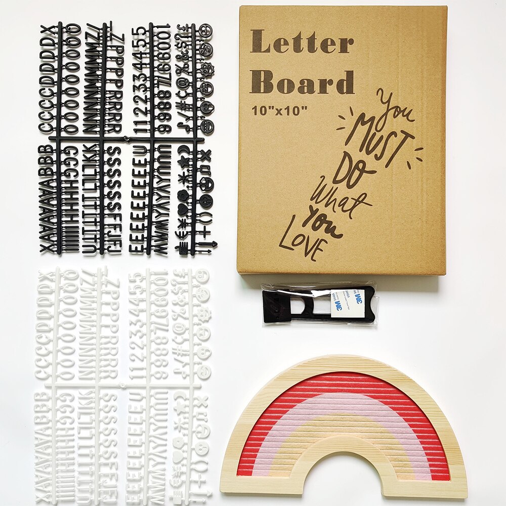 Rainbow Felt Letter Wood Message Board with 340Pcs Plastic Christmas Letters Felt Letterboard Wooden Frame Home Wall Decor: 06