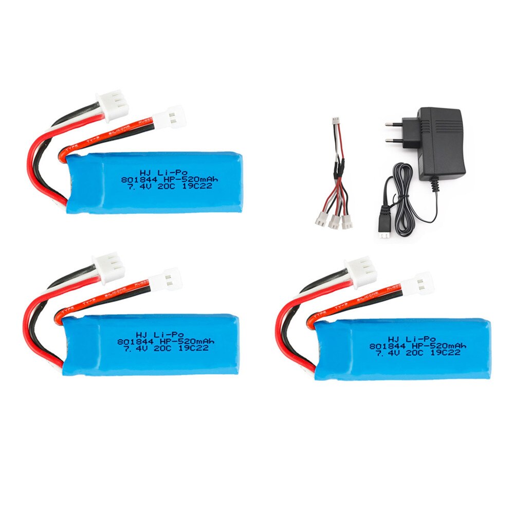 7,4 v 520mah 20C lipo batería + cargador conjunto para Wltoys XKA600 K969 K979 K989 K999 P929 P939 A202 A212 Rc coche avión partes