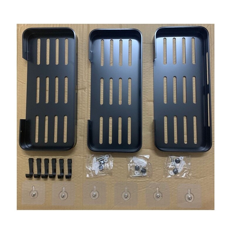 Triangle Towel Shower Storage Rack Black Corner Shelves Wall Mounted Aluminum Shampoo Holder No Drill Bathroom Shelf Organizer: Rectangular-3 tier