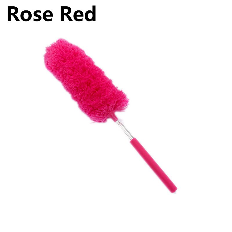 Retractable dusting duster Microfiber dust sweeping retractable feather duster Cleaning sweeping duster: Rose Red