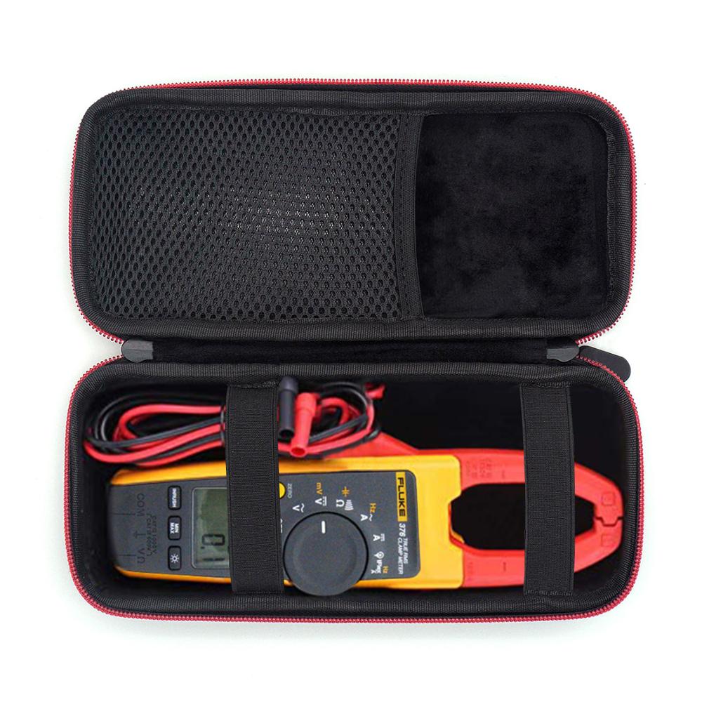 Newest EVA Hard Case Bag for Fluke 323/324/325 True-RMS Clamp Meter Clamp Multimeter AC-DC TRMS, Mesh Pocket for Accessories