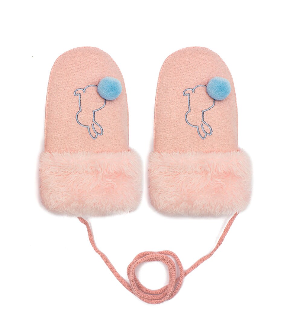 Winter Baby Gloves Warm Plush gloves For Boys Children Girl Plus Velvet gloves Cotton Full Finger Mittens Coral Fleece Gants