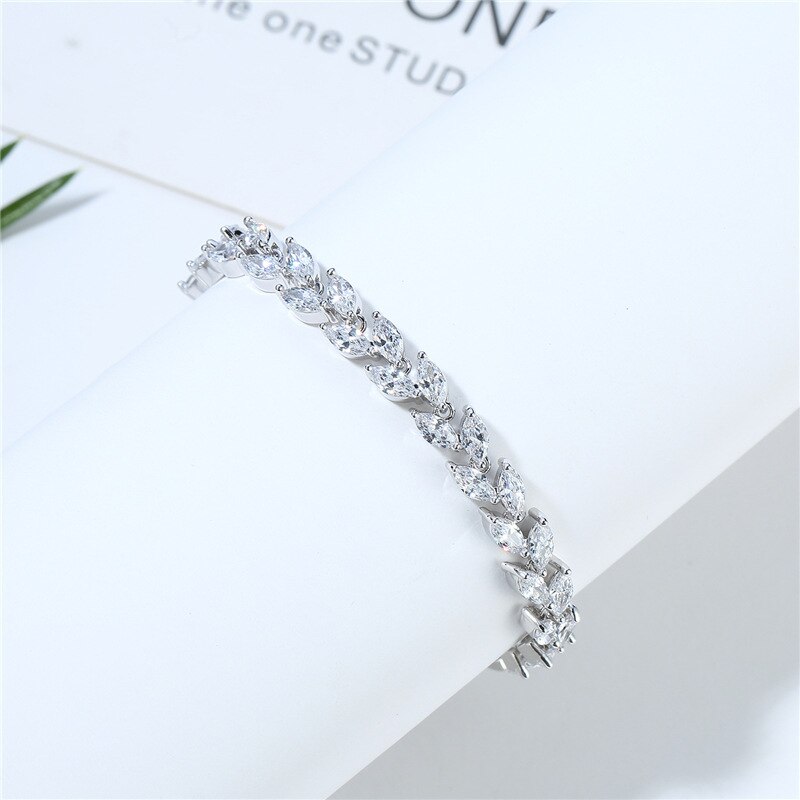 2022 Trendy Leaves Rose Gold Silver Color Bracelet Bangle for Women Anniversary Jewelry Moonso Bulk S5878