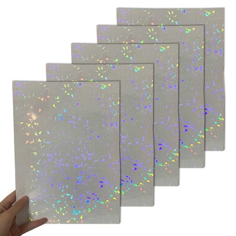 5 Sheets 8.27X11.69Inches Gebroken Glas Holografische Premium Koud Gelamineerd Film Glitter Laminaat Overlay Voor Stickers