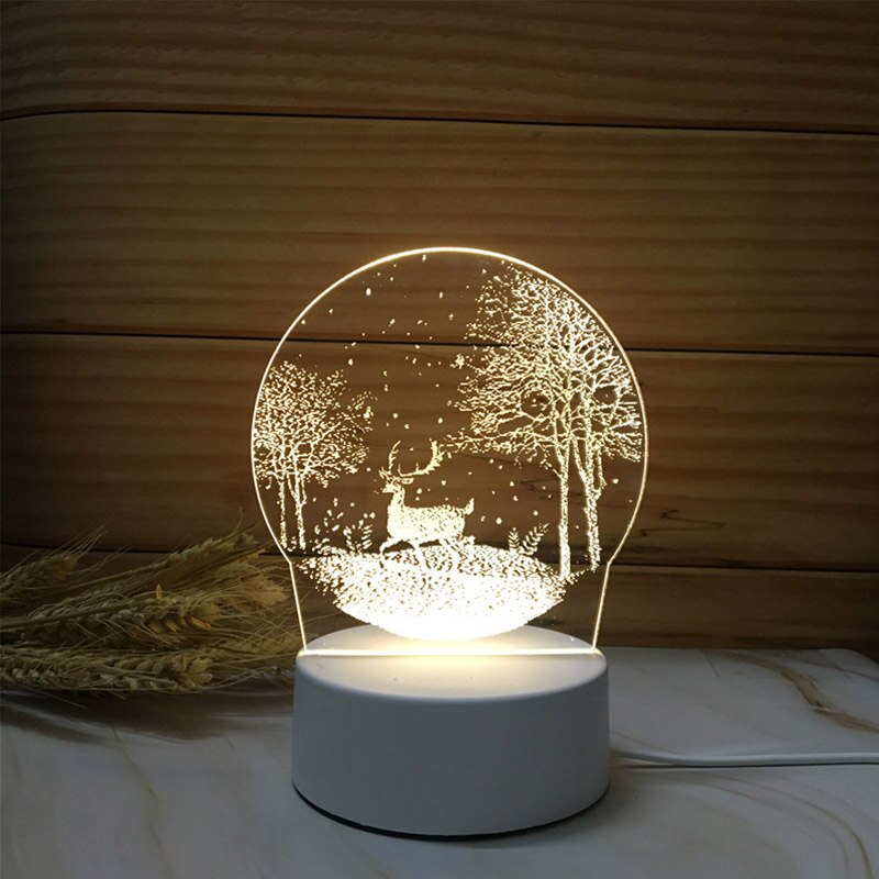 3D Led Lamp Creatieve 3D Led Night Lights Novelty Illusion Night Lamp 3D Illusion Tafellamp Voor Thuis Decoratieve Licht: Cold White