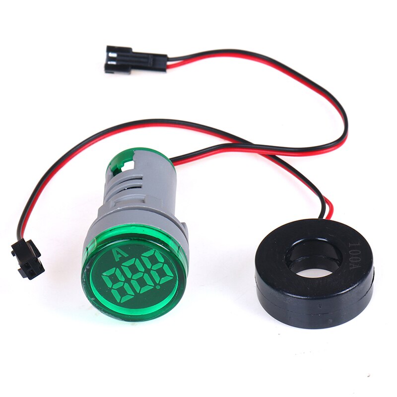 1pcs 220V AC 22mm Digital Ampermeter Monitor Current Indicator 0-100a Ammeter Tester: green