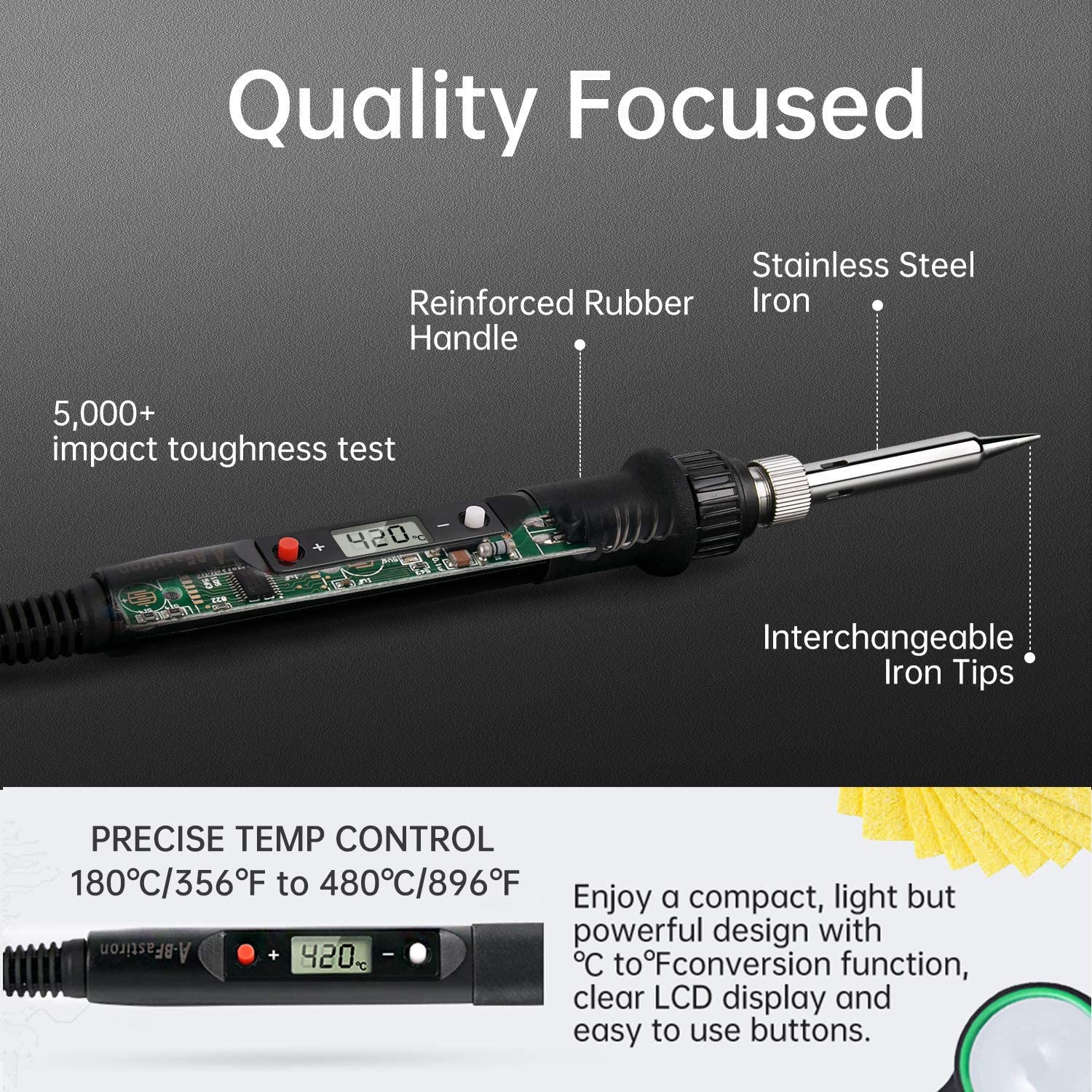 A-BF 836D Electric Soldering Iron Digital Display Temperature Control 60W Precision Technology Rapid Temperature Rise 180℃~480℃