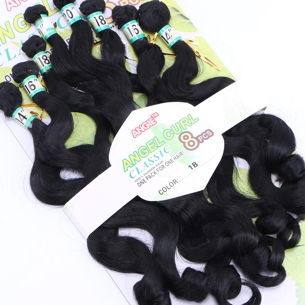 Schwarz Farbe Synthetische Haar Extensions Weave Körper Welle 8 stücke ein Satz Hitzebeständige faser Haar bundles