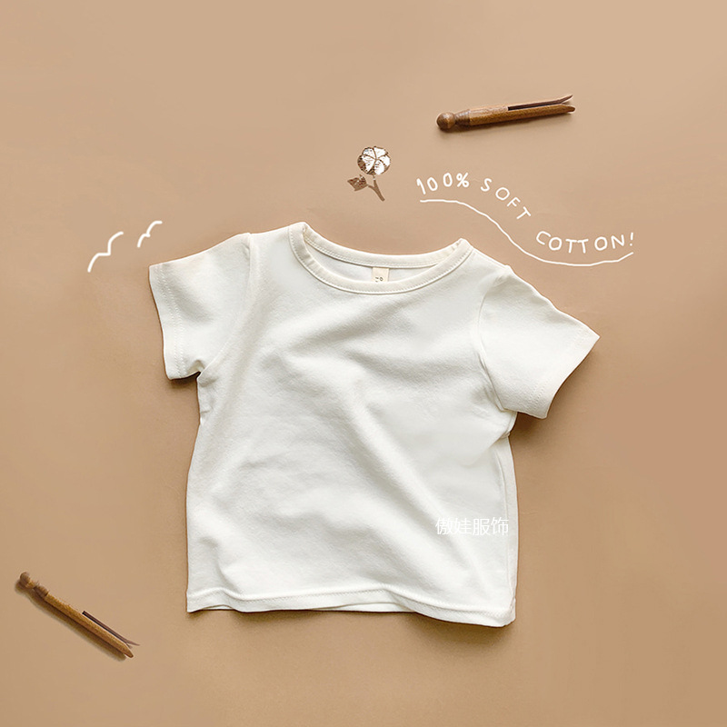 T-shirt da bambino per bambina t-shirt a maniche corte in cotone per bambini camicia per bambini t-shirt bianca estate coreana abbigliamento Casual per neonato: White shirt / 12m