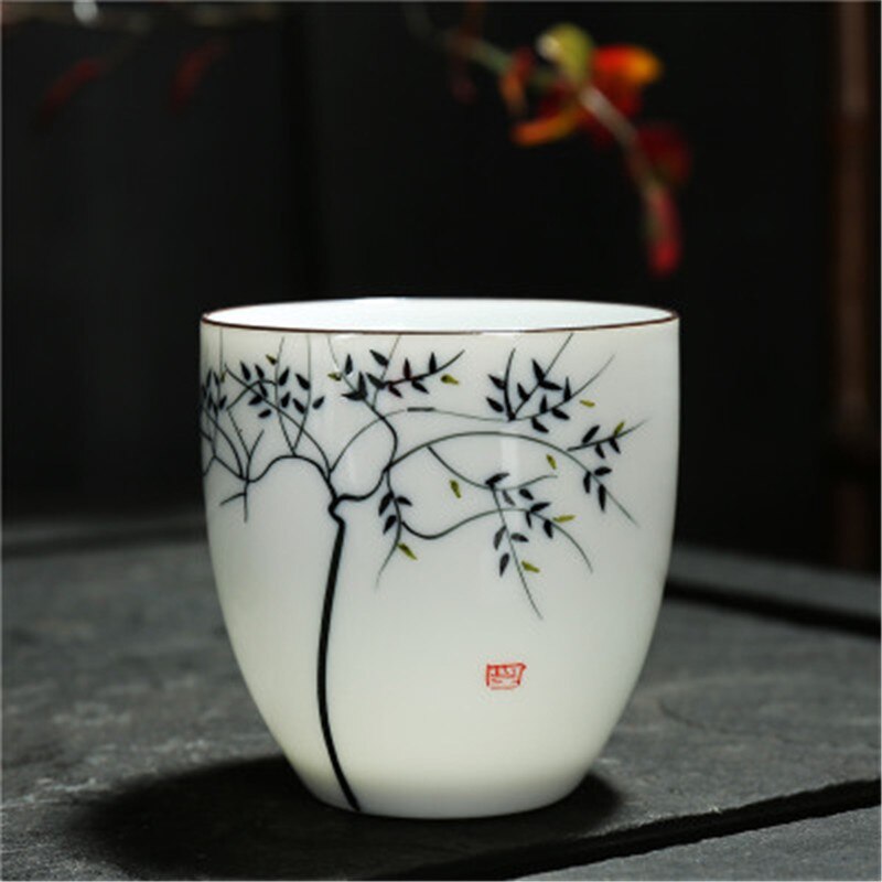 1 stk kinesisk tekop keramisk håndmalet kung fu tekop ginkgo/lotus/bambus/zen hjemmekontor drikkevarer 150ml: Ginkgo