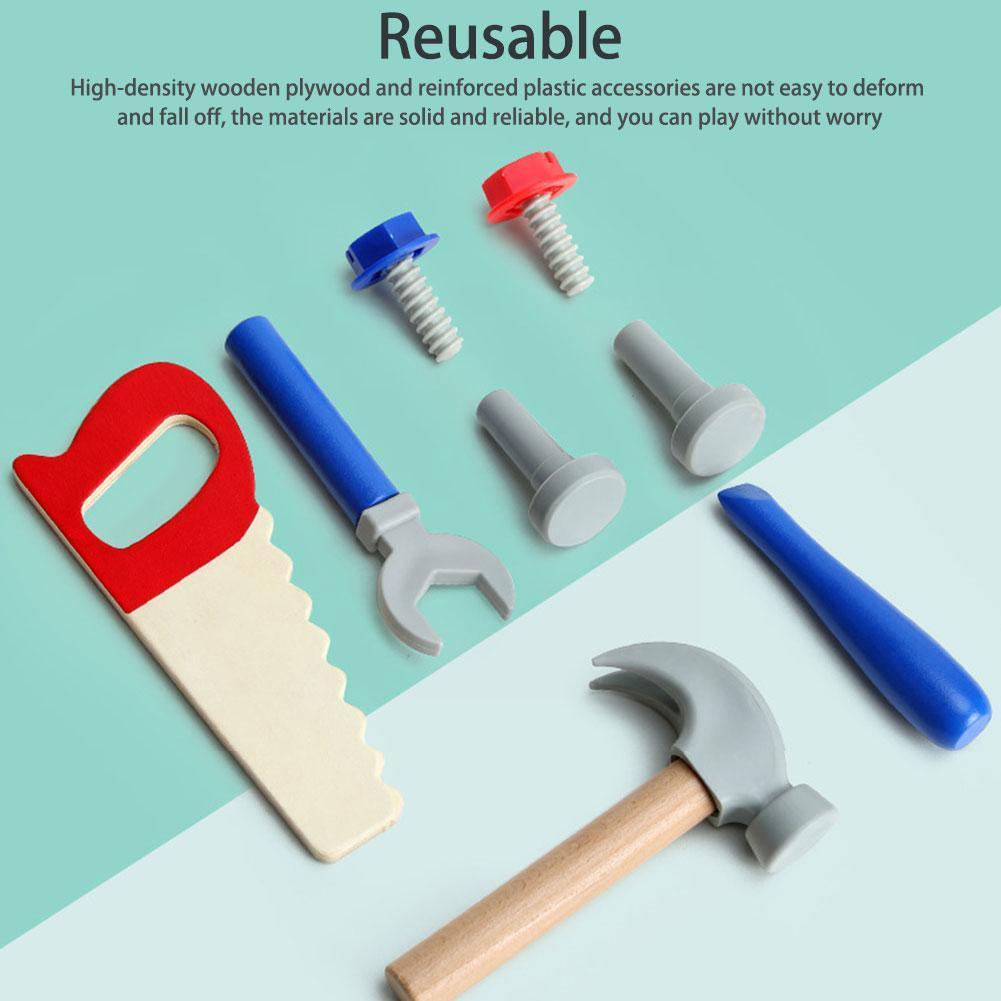Banc à outils de Simulation en bois pour enfants, boîte à outils de Simulation, entretien du jouet démontage écrou bricolage combinaison de vis Q2W7