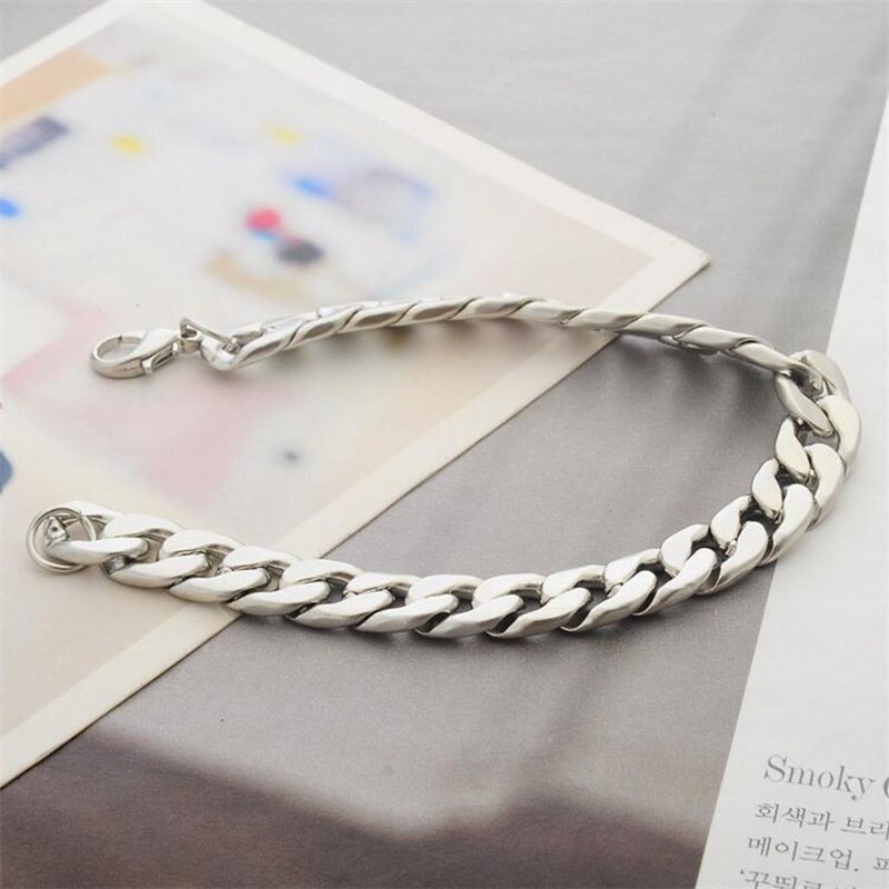 Men's HipHop Stainless Steel Punk Rock Bracelet Cuban Brake Chain Men's Bracelet Women's Jewelry Simple Style Hand Chain