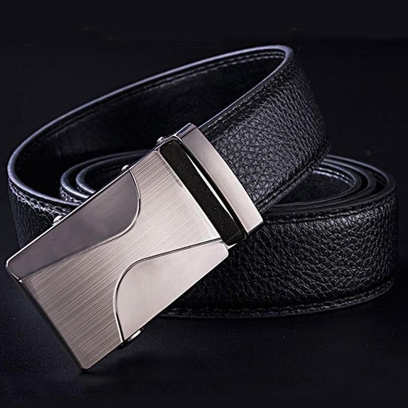 1 Pcs Men's PU Belt Automatic Buckle Buckle Belt Belt Leather Metal Buckle Belt Men's Automatic Buckle Belt