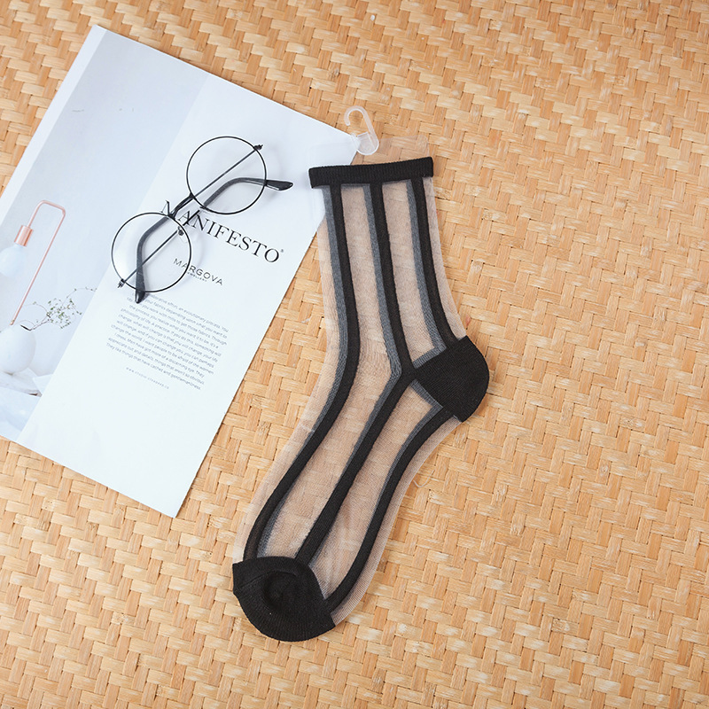 sexy Spitze Gittergewebe Fischnetz Socken Gemischte Faser Transparente strecken Elastizität Knöchel Netz Garn Dünne Frauen Coole Socken 1 paar = 2 stücke ws187: MULTI