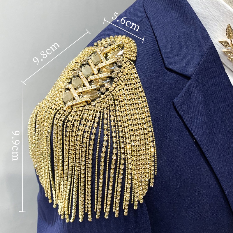 1PCS Handmade Shoulder Jewelry Tassel Rhinestones Epaulettes Clothing Accessories Brooch Epaulet Shoulder Brooches: DULL