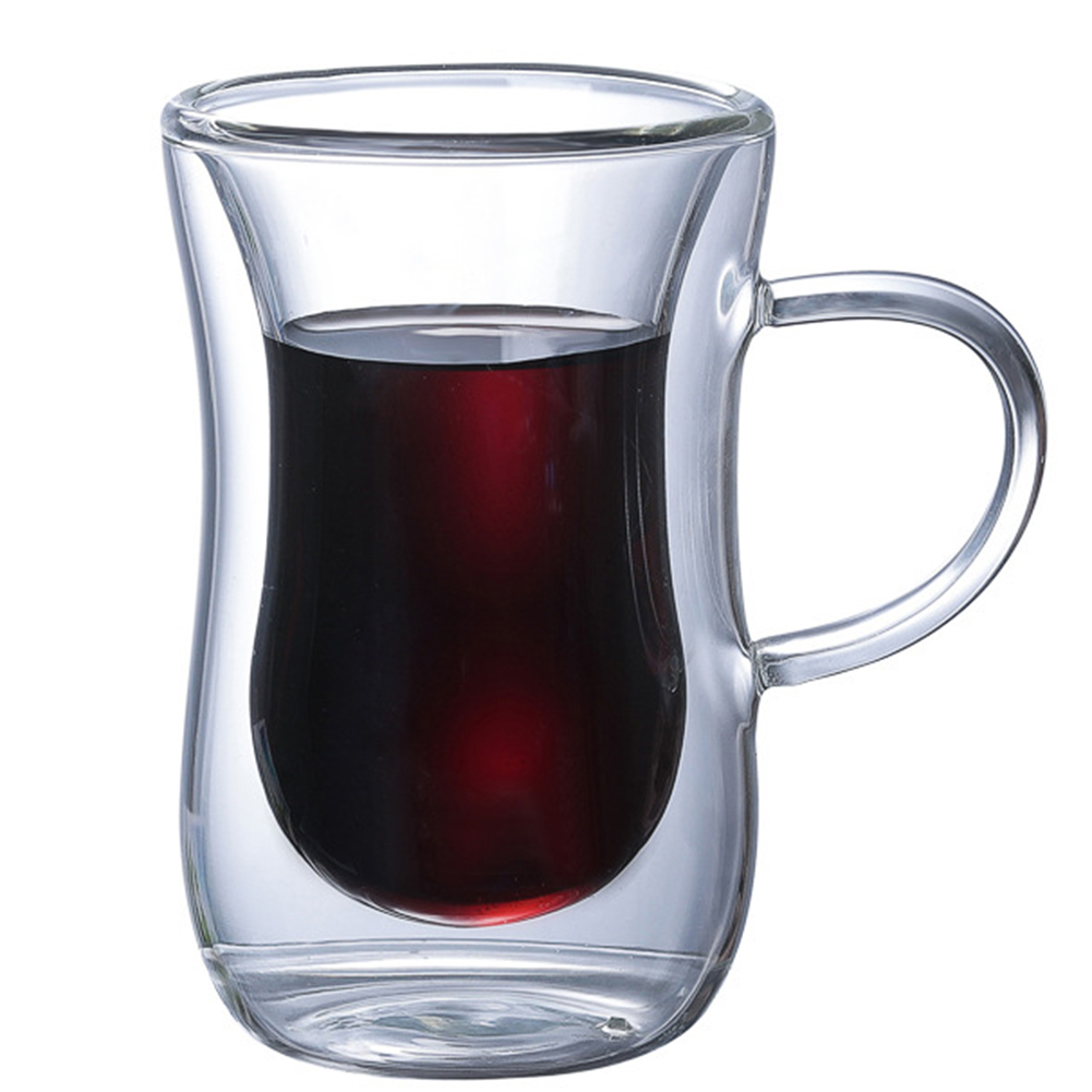 Tasse en verre avec poignée de 80ml | Double paroi en verre, lait thé jus de café, tasses résistantes à la chaleur, tasses en verre