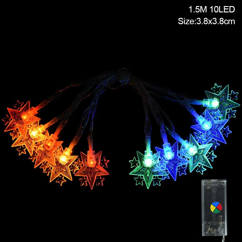 Moon Star LEd Light String Eid Mubarak Decoration for Home Ramadan Kareem Muslim Islamic Decor Hajj Mubarak Eid Al Adha: 1.5M 10LED E