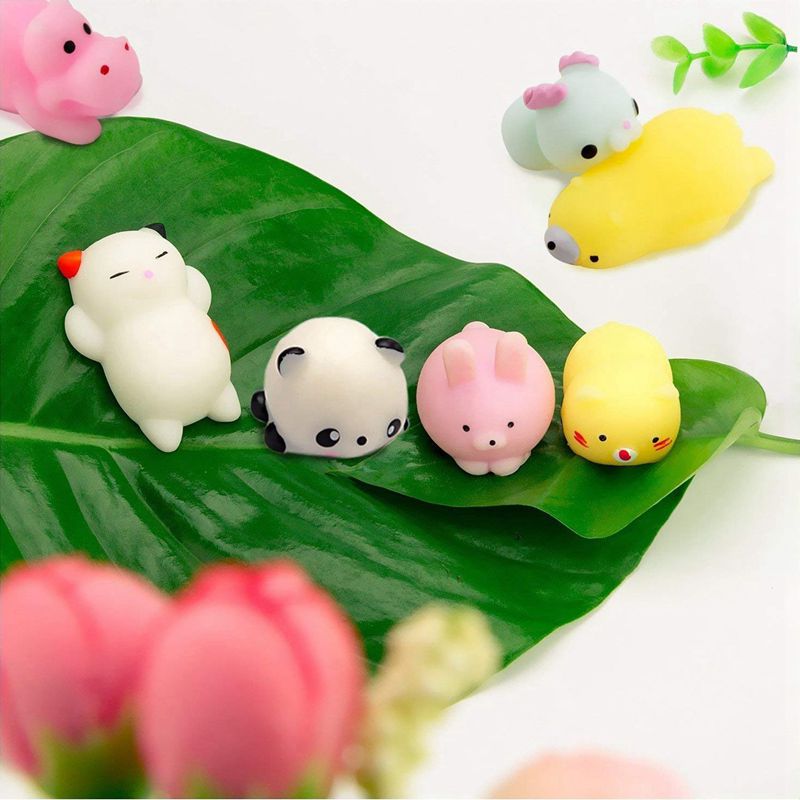 Random 30 Pcs Cute Animal Mochi Squishy, Kawaii Mini Soft Squeeze Toy,Fidget Hand Toy for Kids ,Stress Relief,Decoration, 30