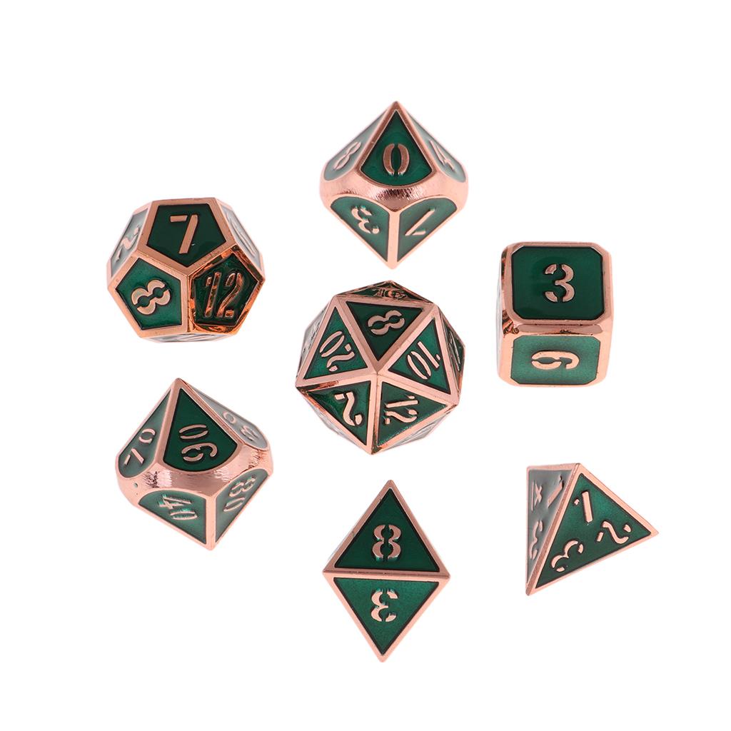7Pcs Multi-sided Dice Set D&amp;D Dice Game zinc alloy Polyhedral Dice Solid Metal 7-Piece RPG Dice Set