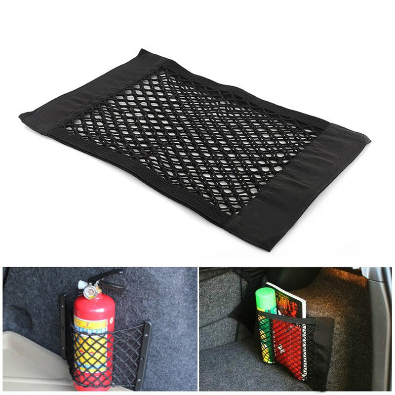 Auto Terug Kofferbak Seat Opbergtas Mesh Auto Organizer Dubbeldeks Elastische String Net Magic Sticker Pocket Bag auto Accessoires