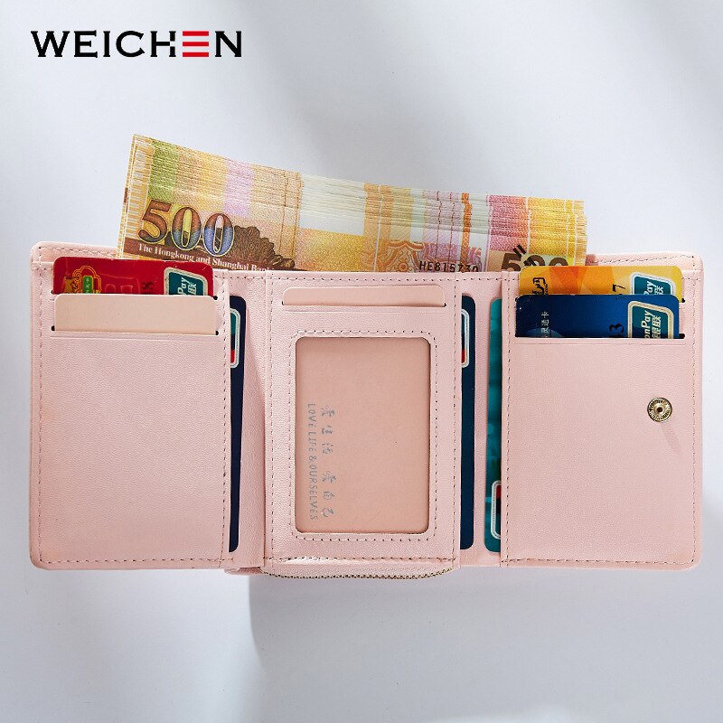 weichen estilo coreano fresco corazón Patter mujeres billeteras suave cuero niñas Bolso pequeño cartera femenina con monedero titular de la tarjeta