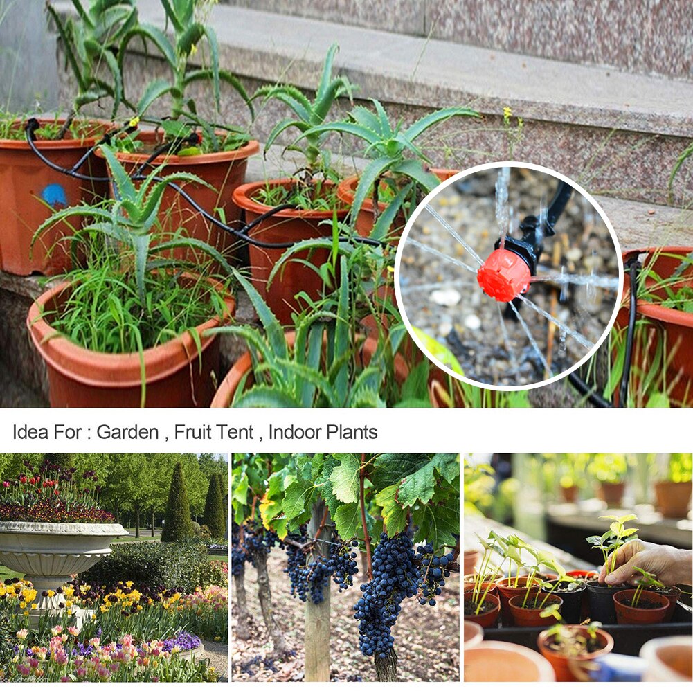 100 Pcs Micro Flow Dripper Drip Head Inch Adjustable Hose Garden Irrigation Misting Water Dropper Hose Drip Head Kit