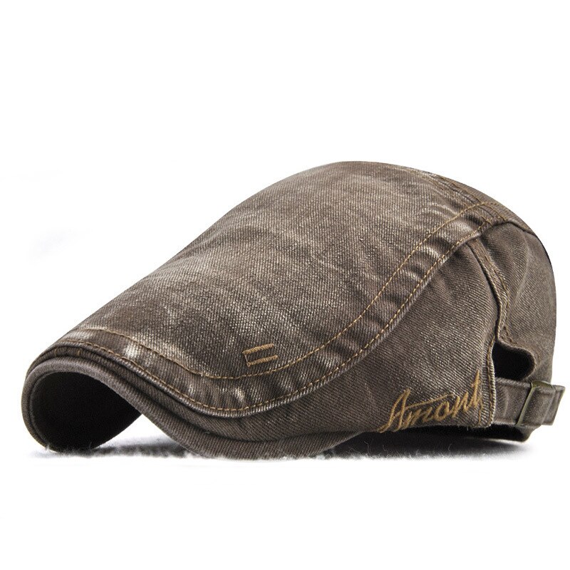 MEDYLA, gorro para hombre, sombreros boinas estilo británico occidental, letras bordadas, boina retro clásica de lavado simple de: Coffee