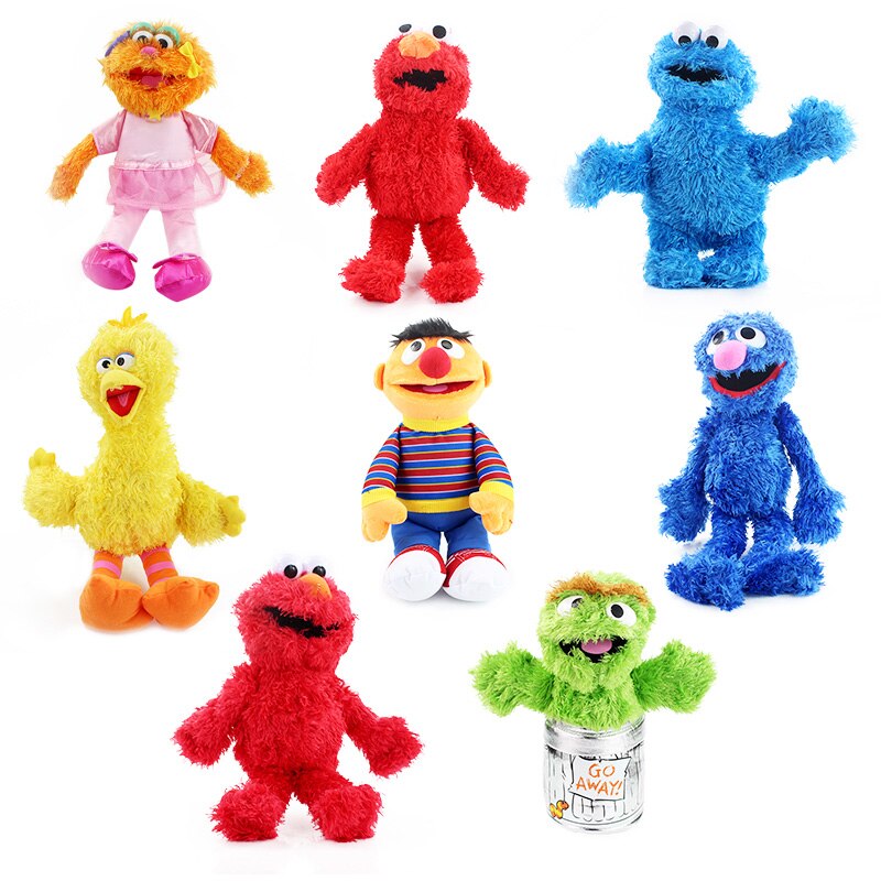 27-40cm Sesame Street Elmo Cookiemonster Oscar Grover Zoe Ernie Big Bird MR SUNFFLEUPAGUS Stuffed Plush Toy Doll Children