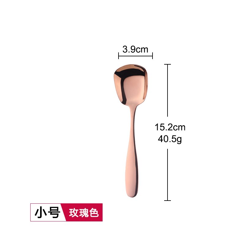 Buyer Star Stainless Steel Square Spoon S M L Rice Spoon Set Dinner Sponn Tableware For Kids &amp; Adult Kitchen Accessory: Rose Gold Small