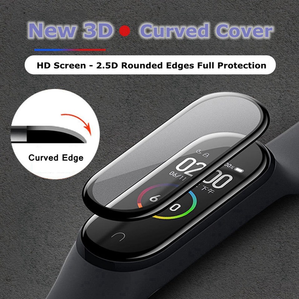 Funda 3D para reloj inteligente Xiaomi mi band 4, 5 y 6, Protector de pantalla de vidrio templado, Nano-recubierto, suave, accesorios Miband4/5/6