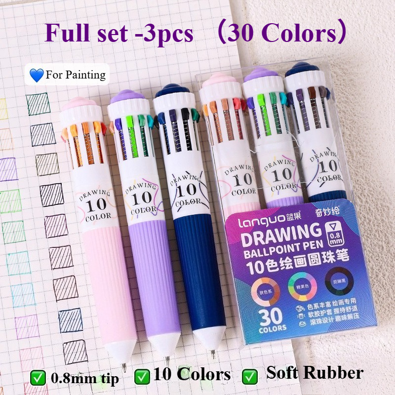 Languo Ballpoint Pens 28 Color Cartoon 0.8mm Soft Grip Press Multicolor for Writing Drawing Overlay School Supplies Stationery: PURPLE