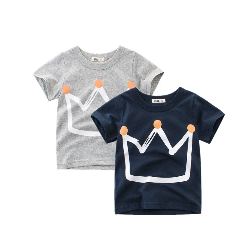 Zomer Kids Jongens Met Korte Mouwen T-shirts Tops Kleding Kroon Baby Tees Kinderen Kleding Kid Katoen Outfit 2-9Y