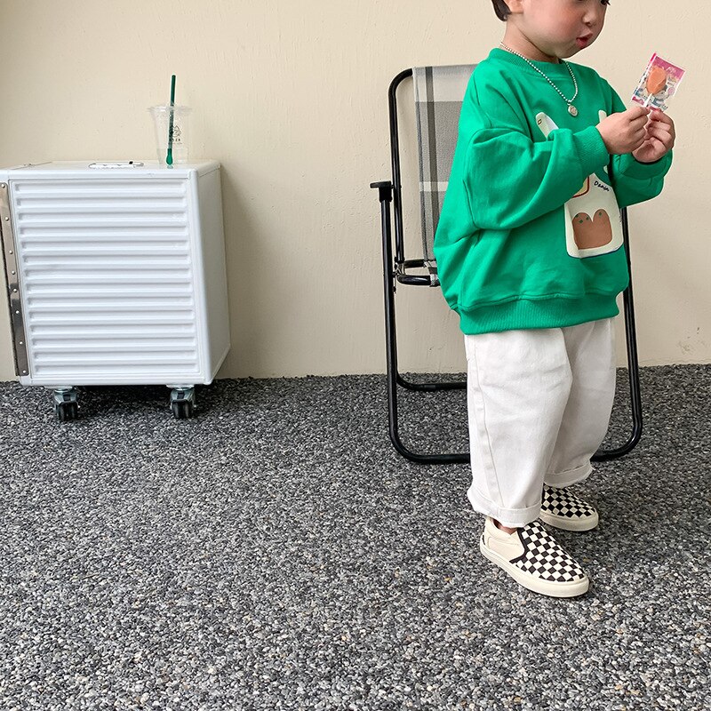 2022 Lente Koreaanse Stijl Baby Kids Witte Kleur Broek Unisex Kids Losse Casual Broek