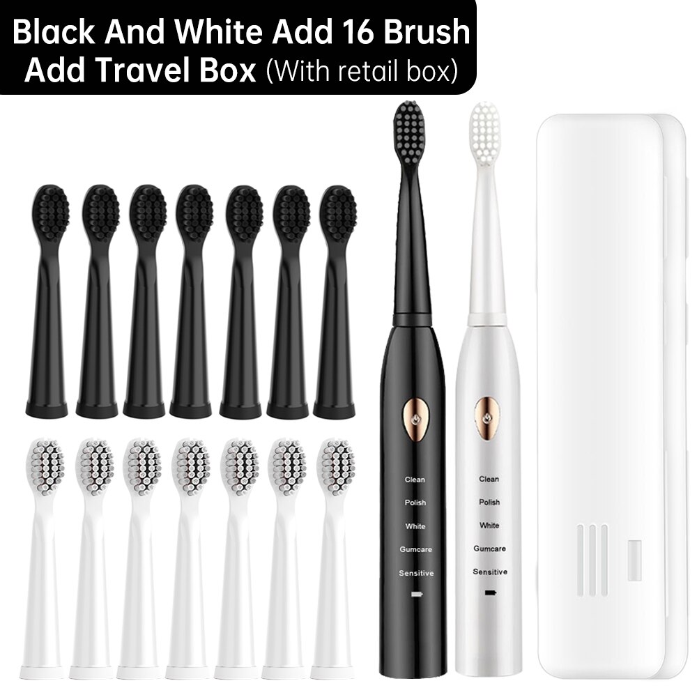 5 modus Smart Elektrische Zahnbürste Automatische Ultra sonic Sonic Zahnbürste Erwachsene IPX7 Wasserdichte USB Aufladbare Zähne Pinsel: Set A 16 Brush 2 Box