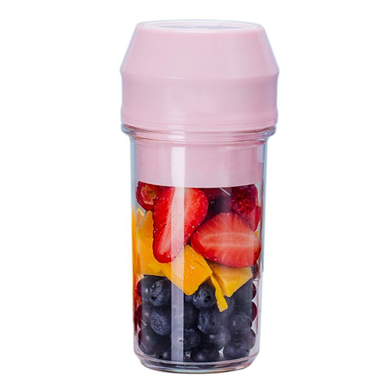 Mini blender bærbar personlig smoothie juicer mat frukt mikser 4 blader for hjemmekontor reiser: Rosa