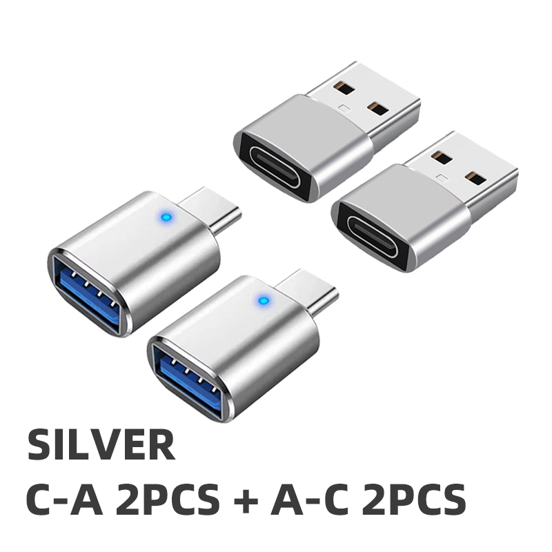 1/2PCS USB 3.0 To Type C OTG Charger Adapter Connector Type-C to USB Male To Type-c Adapt Converter for PC MacBook Car USB ipad: Silver