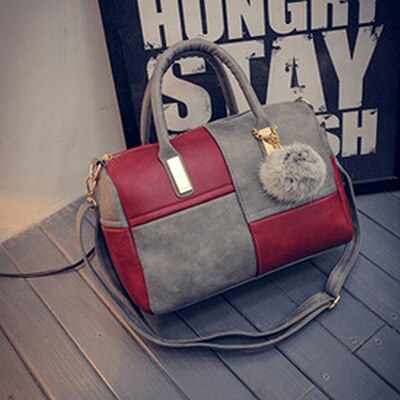 Vrouwelijke Boston Patchwork Pu Leer Vrouwen Tas Schouder Crossbody Messenger Bags Mode Handtas Korte Handvat