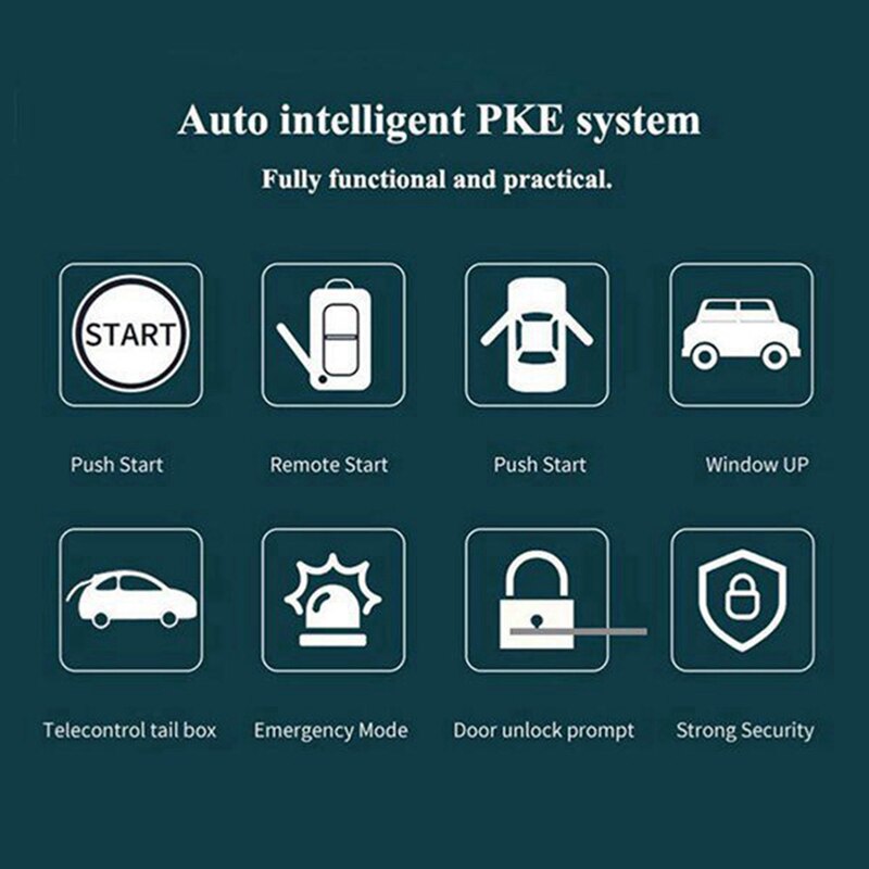 Sistema antirrobo de arranque de una tecla para coche, Kit de entrada sin llave PKE de 12V, precalentamiento y refrigeración remotos, sistema de alarma de arranque de una tecla