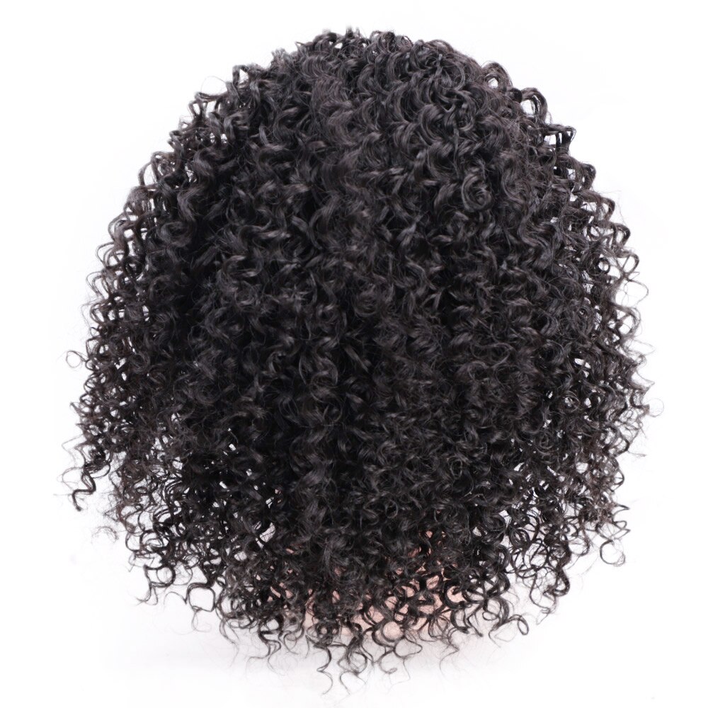 Extension capillaire synthétique Afro-américaine bouclée et crépue, postiche Chignon court enroulé avec cordon de serrage